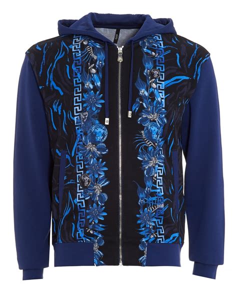 versace jeans floral hoodie black